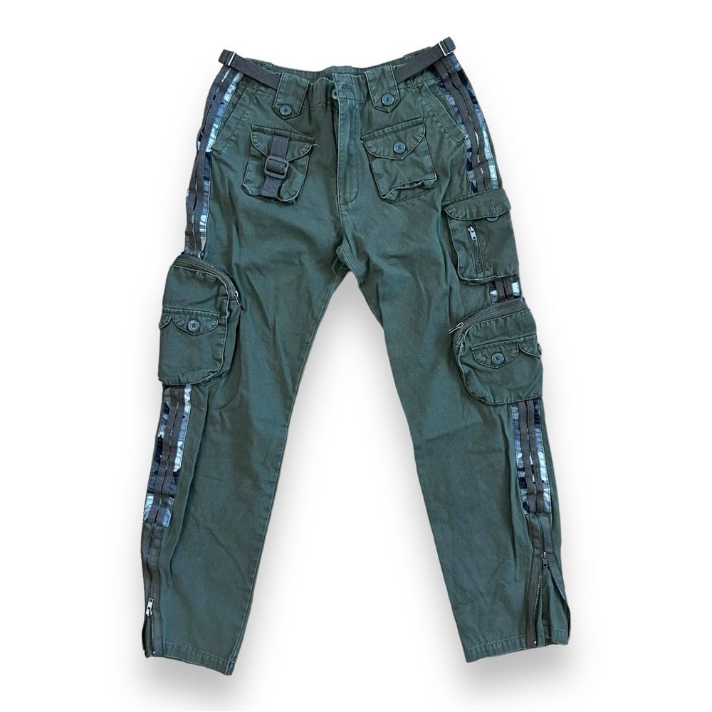Free Knight Mens Army Cargo Pants Streetwear Baggy Pockets Green Size 31